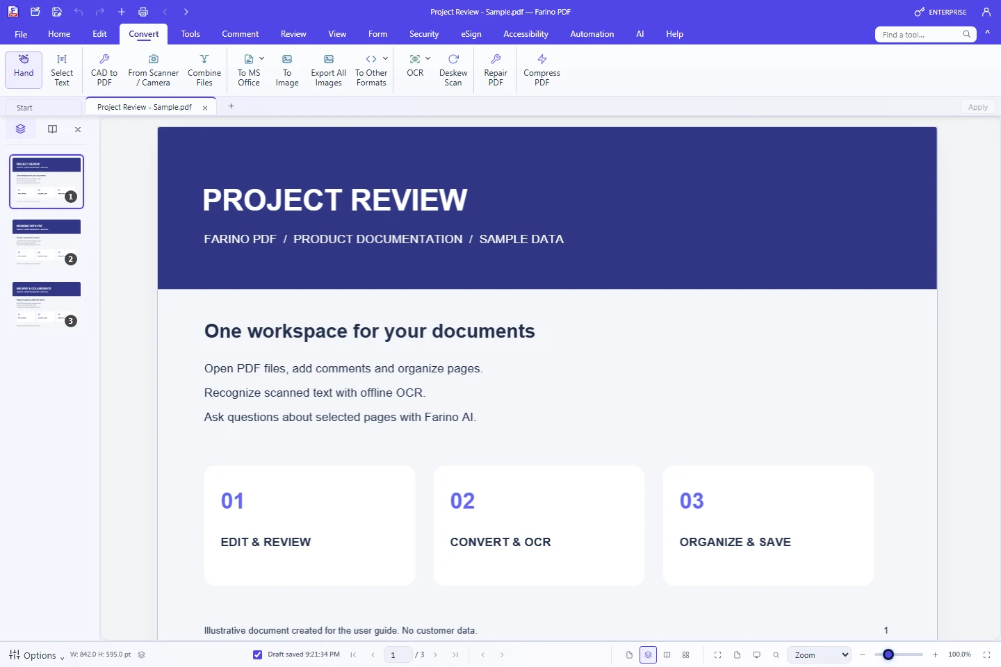 13. Konversi Office, gambar, dan teks — Farino PDF desktop workspace